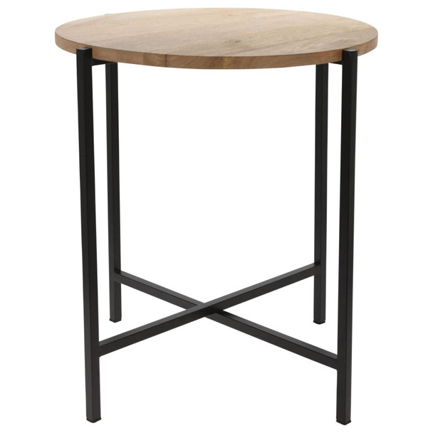 Ambiance kutni stolić od drva i metala okrugli 45 cm 439793