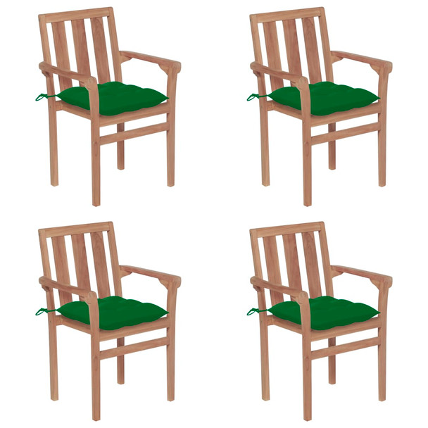 Složive vrtne stolice s jastucima 4 kom od masivne tikovine 3073399
