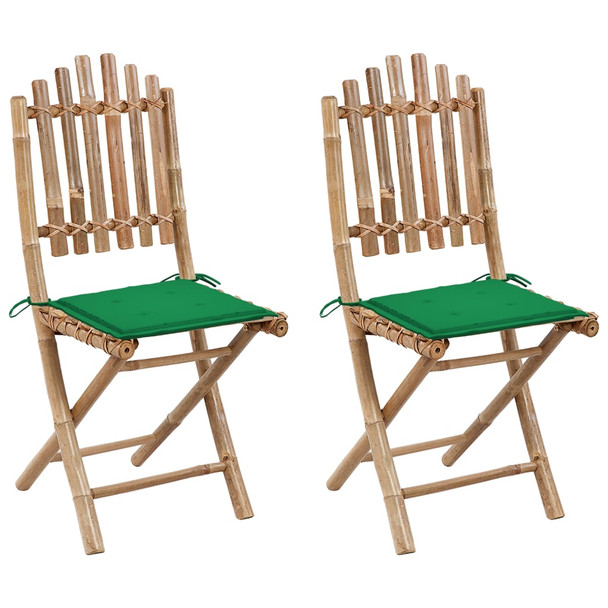 Sklopive vrtne stolice s jastucima 2 kom od bambusa 3063992