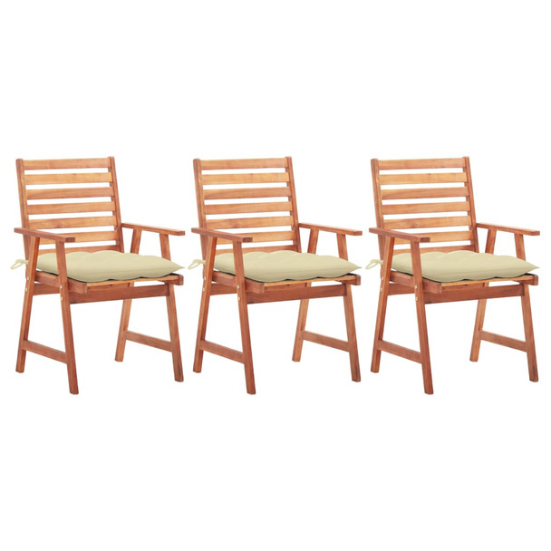 Vrtne blagovaonske stolice s jastucima 3 kom od bagremovog drva 3064364