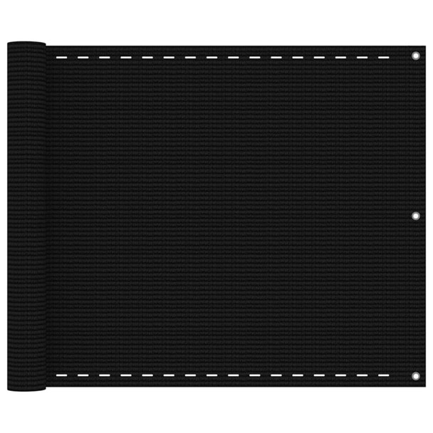 Balkonski zastor crni 75 x 400 cm HDPE 311029
