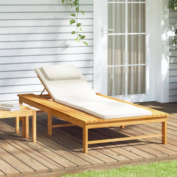 Ležaljka za sunčanje s krem bijelim jastucima od drva bagrema 362155