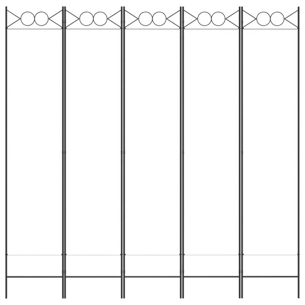 Sobna pregrada s 5 panela bijela 200 x 200 cm od tkanine 350154