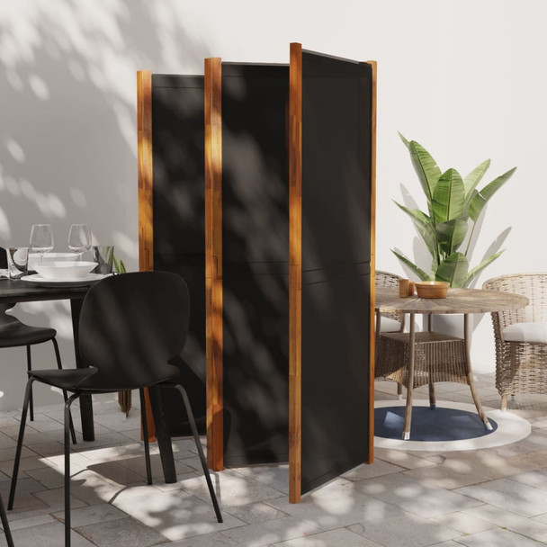 Sobna pregrada s 5 panela crna 350 x 180 cm 319181