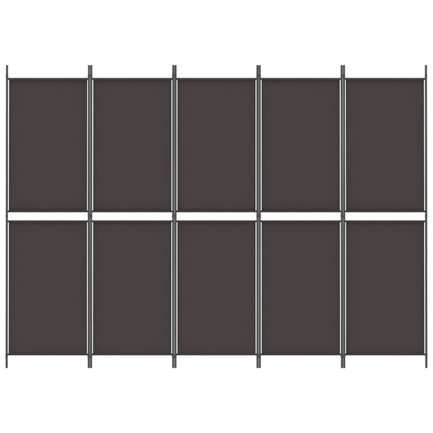 Sobna pregrada s 5 panela smeđa 250x180 cm od tkanine 350219