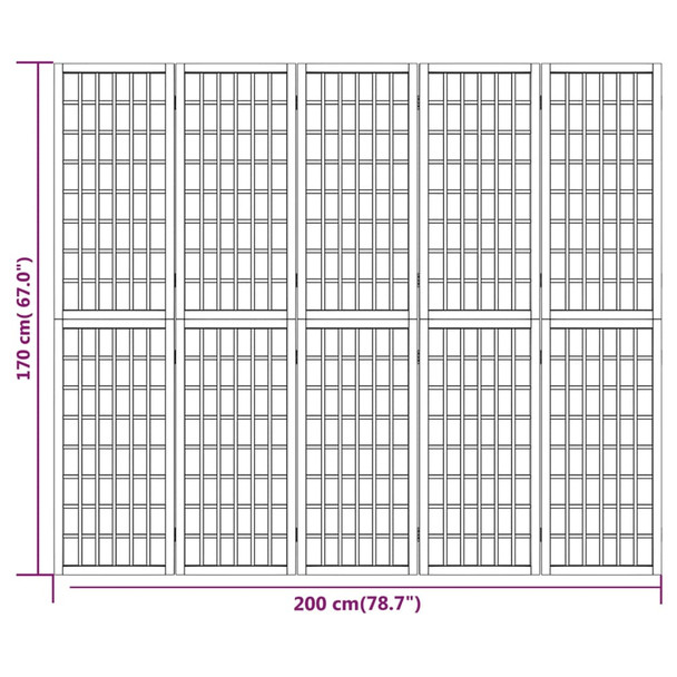 Sklopiva sobna pregrada 5 panela japanski stil 200x170 cm 352085