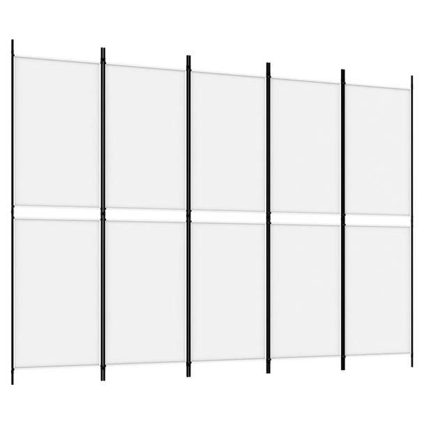 Sobna pregrada s 5 panela bijela 250 x 180 cm od tkanine 350218