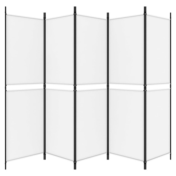 Sobna pregrada s 5 panela bijela 250 x 180 cm od tkanine 350218
