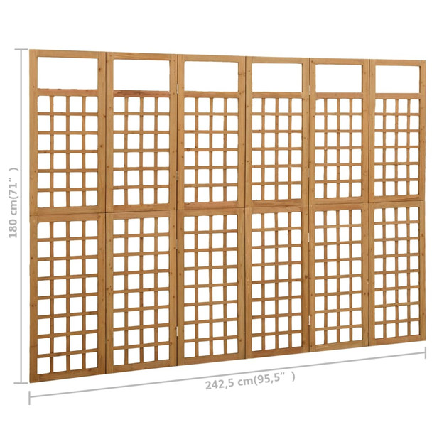 Sobna pregrada / rešetka sa 6 panela od jelovine 242,5x180 cm 316481