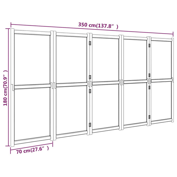 Sobna pregrada s 5 panela krem bijela 350 x 180 cm 319185