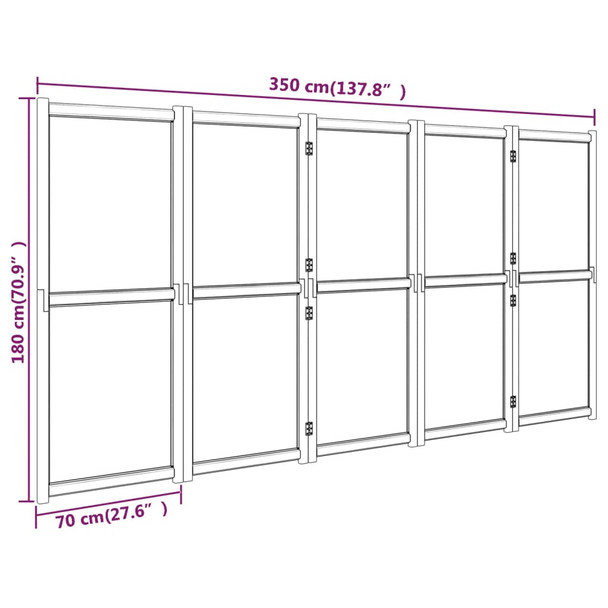 Sobna pregrada s 5 panela krem bijela 350 x 180 cm 319185