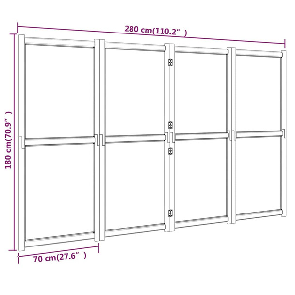 Sobna pregrada s 4 panela krem bijela 280 x 180 cm 319184