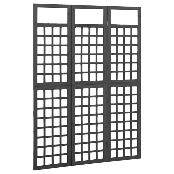 Sobna pregrada / rešetka s 3 panela od jelovine 121x180 cm crna 316482