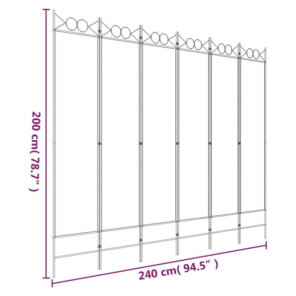 Sobna pregrada s 6 panela crna 240x200 cm od tkanine 350161