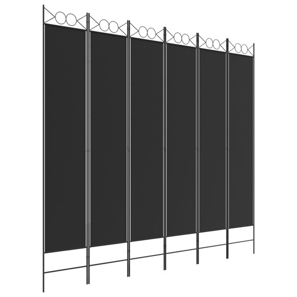 Sobna pregrada s 6 panela crna 240x220 cm od tkanine 350177