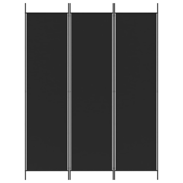 Sobna pregrada s 3 panela crna 150 x 200 cm od tkanine 350181