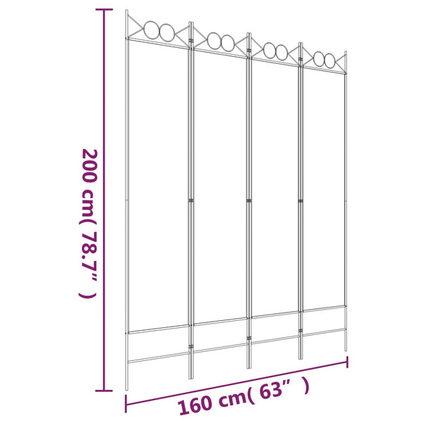 Sobna pregrada s 4 panela smeđa 160x200 cm od tkanine 350151