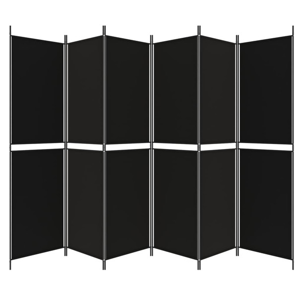 Sobna pregrada s 6 panela crna 300x200 cm od tkanine 350241