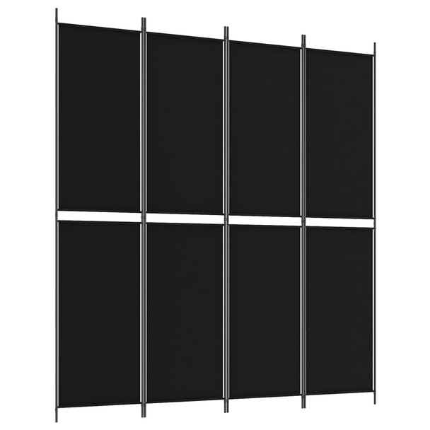 Sobna pregrada s 4 panela crna 200 x 220 cm od tkanine 350249