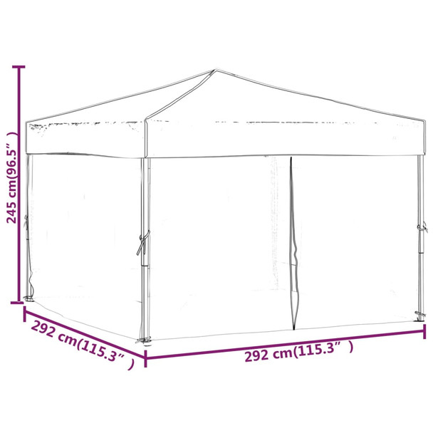 Sklopivi šator za zabave s bočnim zidovima 3 x 3 m bijeli 93531