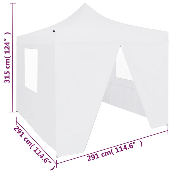 Profesionalni sklopivi šator za zabave 3 x 3 m čelični bijeli 48861