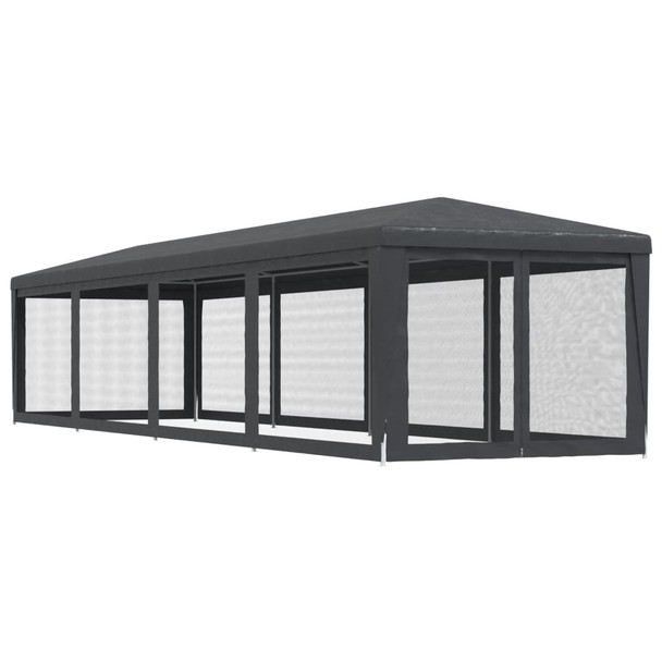 Šator za zabave 10 mrežastih bočnih zidova antracit 3x12 m HDPE 319249