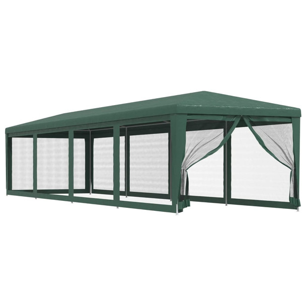 Šator za zabave s 10 mrežastih bočnih zidova zeleni 3x12 m HDPE 319248