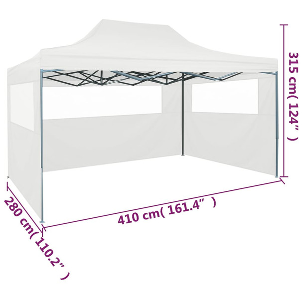Profesionalni sklopivi šator za zabave 3 x 4 m čelični bijeli 48899