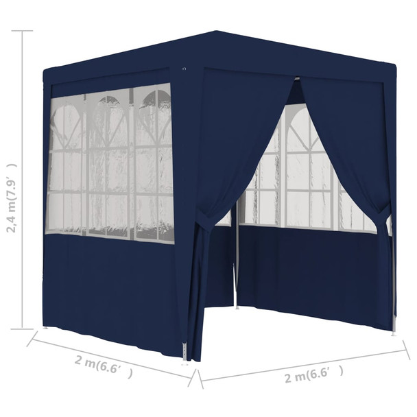 Profesionalni šator za zabave 2 x 2 m plavi 90 g/m² 48517