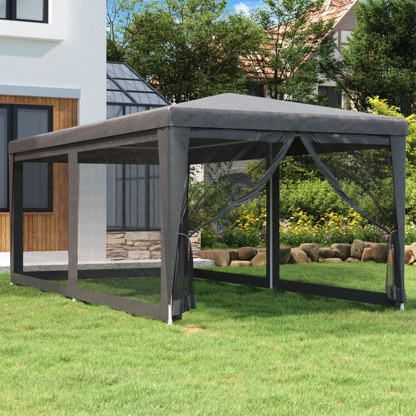 Šator za zabave sa 6 mrežastih bočnih zidova antracit 3x6m HDPE 319239