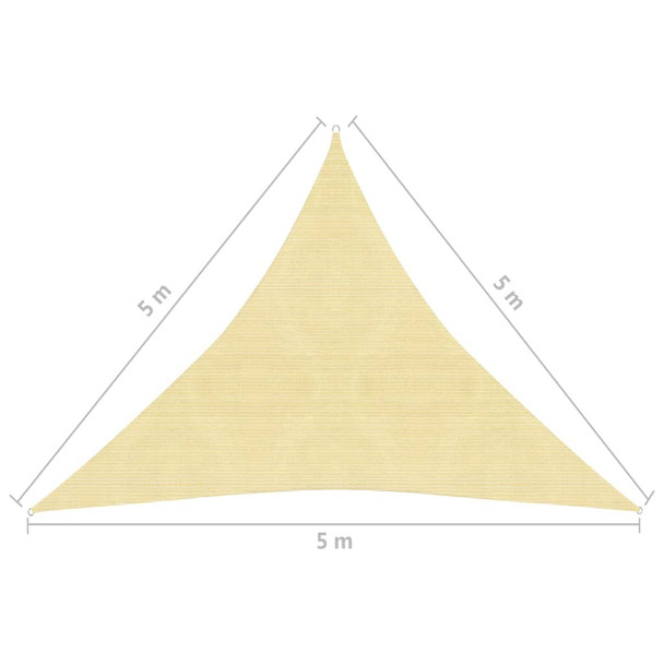 Sjenica jedro HDPE trokutasta 5 x 5 x 5 m bež 42286