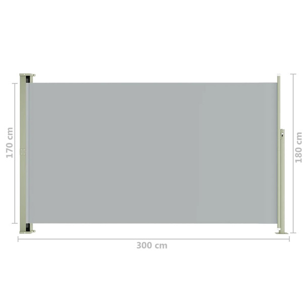 Uvlačiva bočna tenda za terasu 180 x 300 cm siva 317894