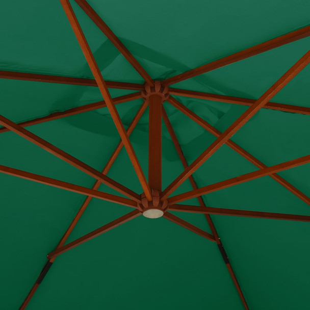 Konzolni suncobran s drvenom šipkom 400 x 300 cm zeleni 318428