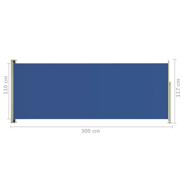Uvlačiva bočna tenda za terasu 117 x 300 cm plava 317870