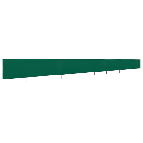 Vjetrobran s 9 panela od tkanine 1200 x 120 cm zeleni 47193