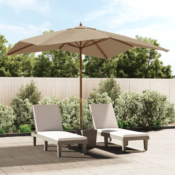 Vrtni suncobran s drvenim stupom smeđesivi 300 x 300 x 273 cm 363194
