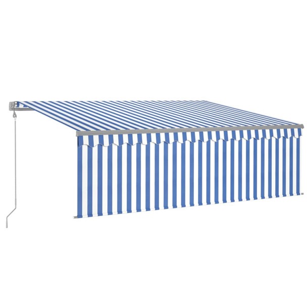 Automatska tenda s roletom i senzorom LED 4 x 3 m plavo-bijela 3069431