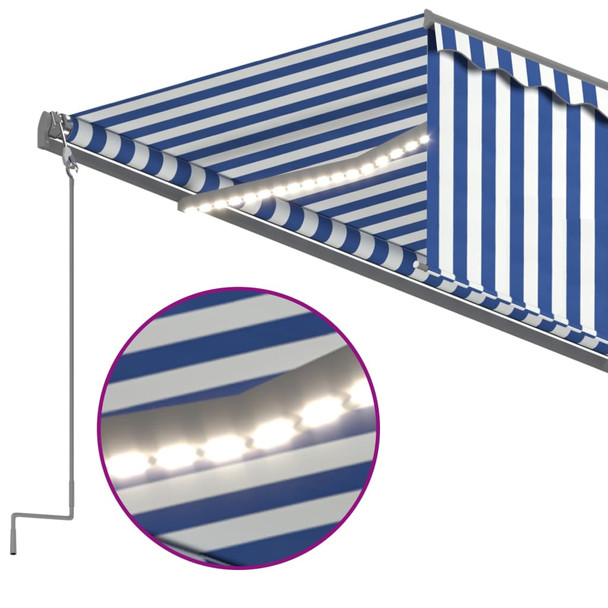 Automatska tenda s roletom i senzorom LED 6 x 3 m plavo-bijela 3069491