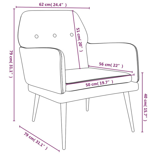 Fotelja smeđa 62x79x79 cm baršunasta 351411