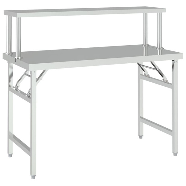 Kuhinjski radni stol s policom 120x60x115 cm nehrđajući čelik 3155991