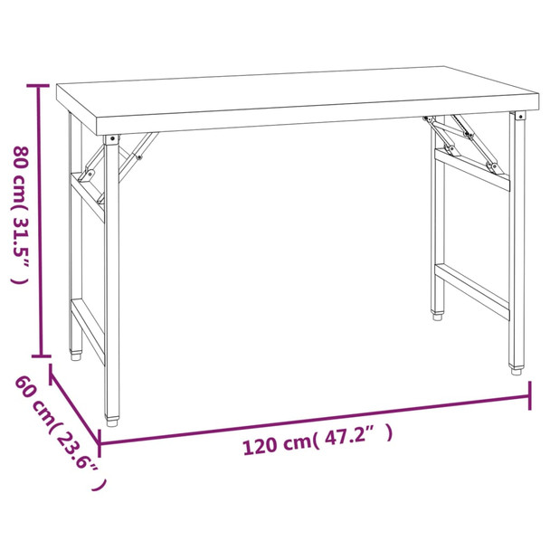 Kuhinjski radni stol s policom 120x60x115 cm nehrđajući čelik 3155991