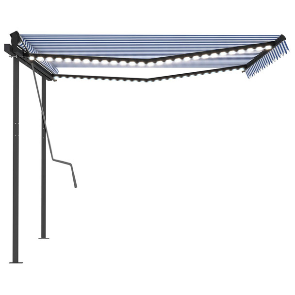 Automatska tenda sa senzorom za vjetar LED 4 x 3 m plavo-bijela 3070151