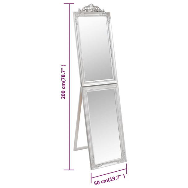 Samostojeće ogledalo srebrno 50x200 cm 351530