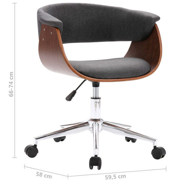 Okretna uredska stolica od savijenog drva i tkanine siva 3054834