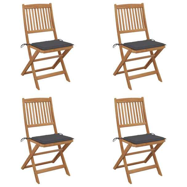 Sklopive vrtne stolice s jastucima 4 kom od bagremovog drva 3064671