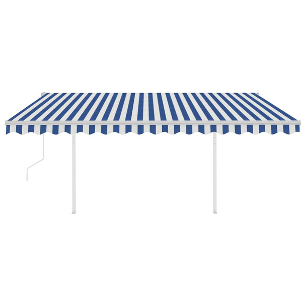 Automatska tenda na uvlačenje sa stupovima 4,5x3 m plavo-bijela 3069966