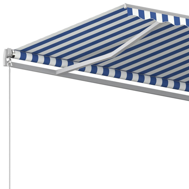 Automatska tenda na uvlačenje sa stupovima 4,5x3 m plavo-bijela 3069966