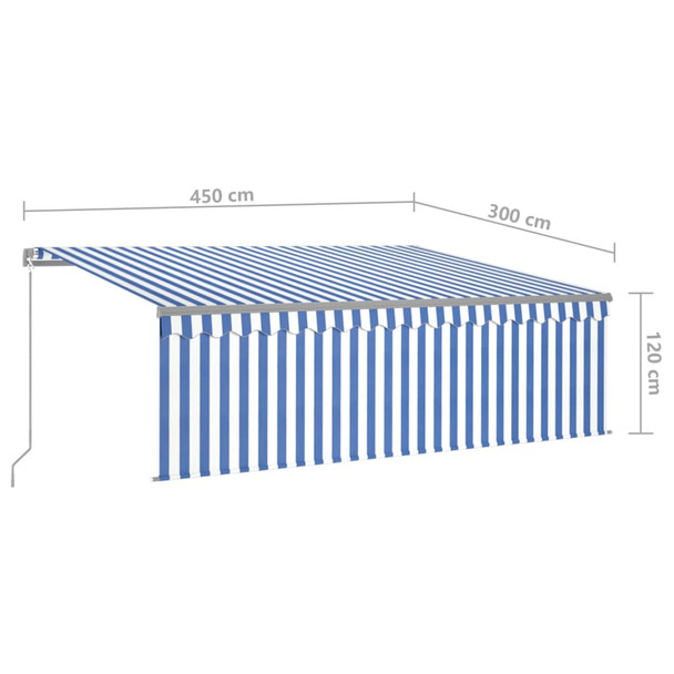 Tenda na ručno uvlačenje s roletom LED 4,5 x 3 m plavo-bijela 3069441