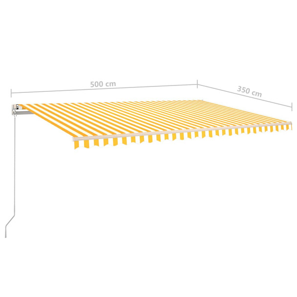Tenda na ručno uvlačenje sa stupovima 5 x 3,5 m žuto-bijela 3070058
