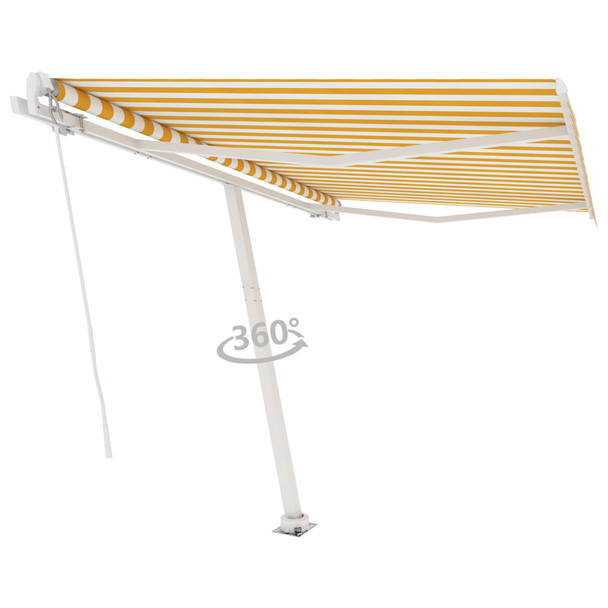 Samostojeća tenda na ručno uvlačenje 300 x 250 cm žuto-bijela 3069498